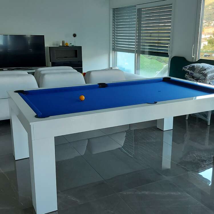 BILIARDO - TAVOLO  SLIM BIANCO LUCIDO 210 X 105 CAMPO GIOCO